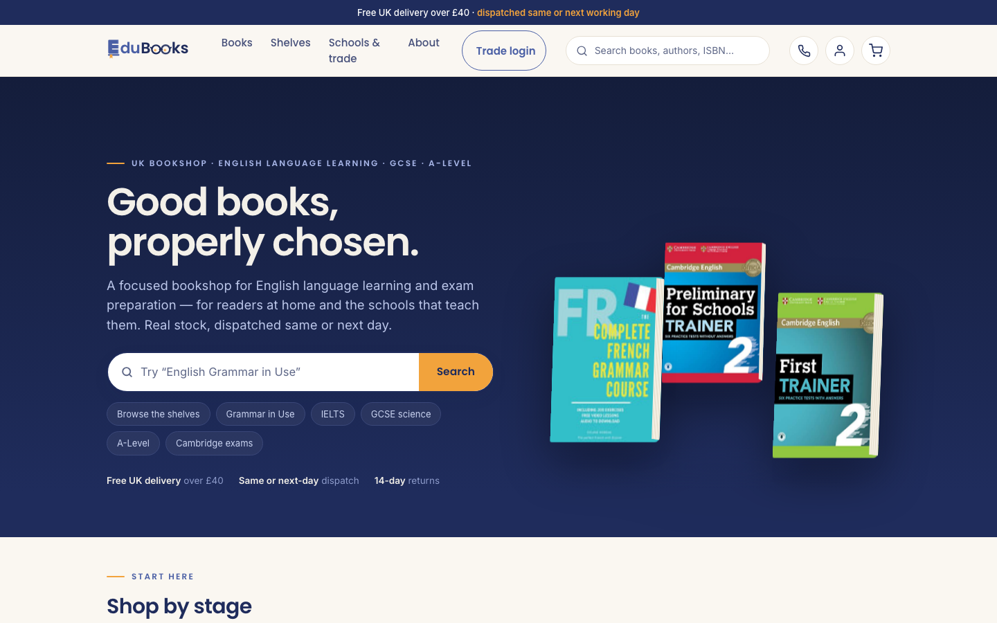 EduBooks online bookshop homepage
