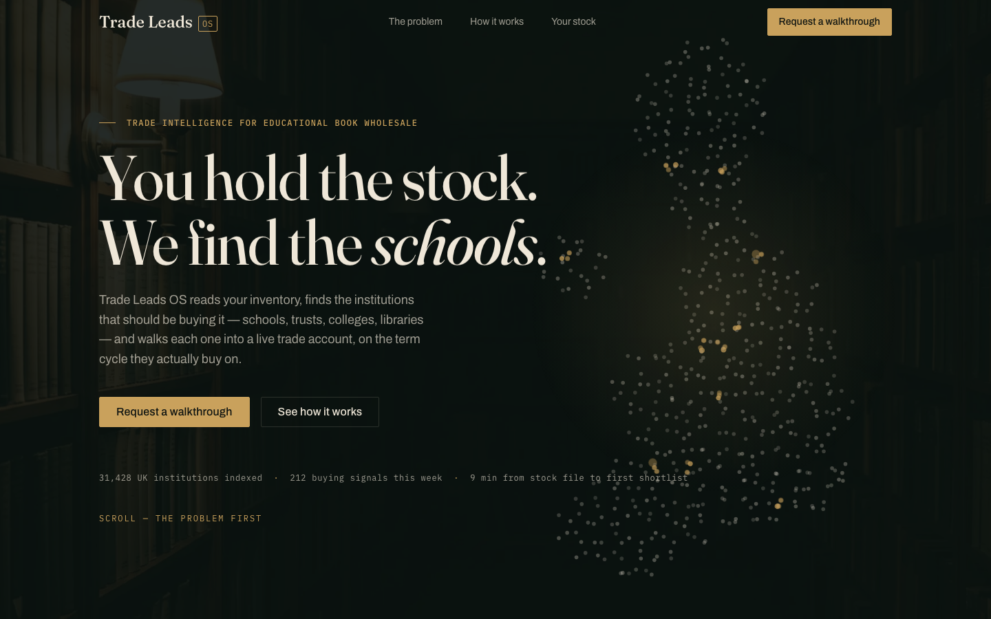 Trade Leads OS website homepage
